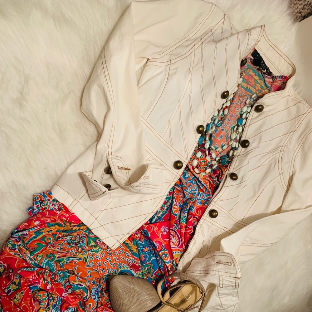 White Military Band Jacket